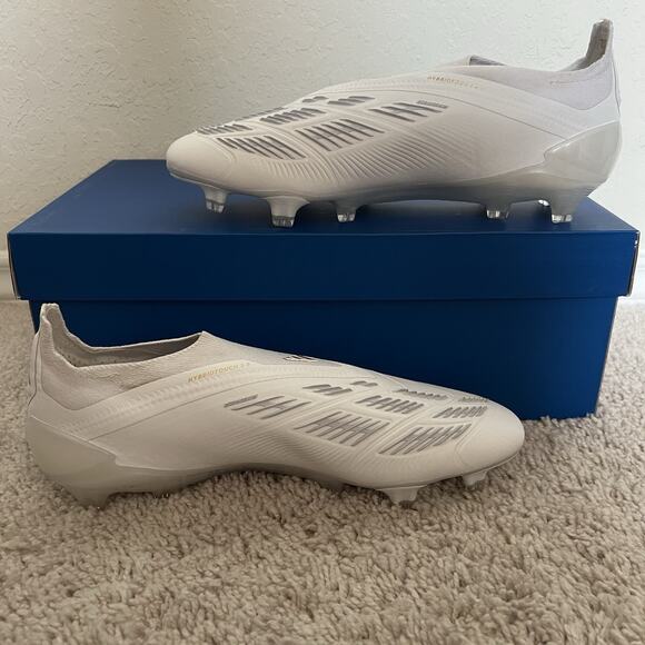 Adidas Predator Elite FG Laceless Men Size 7.5 Gold White Soccer Cleats New - Picture 2 of 9